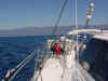 Signe departs Santa Barbara at 10 knots (68K)