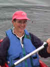 Signe kayaking at Blunden Harbour (56K)
